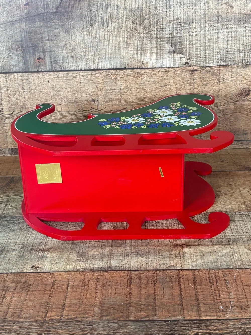 Vintage Muffy VanderBear Highland Fling Alpine Red Sleigh with Flowers For Doll
